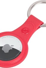 NoXx Airtag Sleutelhanger Houder Leder Look Hoes Sleutel Hanger Case Airtag Rood - 2x