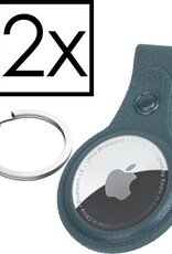 NoXx Airtag Sleutelhanger Houder Leder Look Hoes Sleutel Hanger Case Airtag Donker Groen - 2x