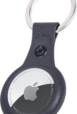 Nomfy Hoesje Geschikt voor Apple AirTag Sleutelhanger Hoes Siliconen - Leder Look Hoesje Geschikt voor Apple AirTag-Sleutelhanger Hoesje Case - Zwart