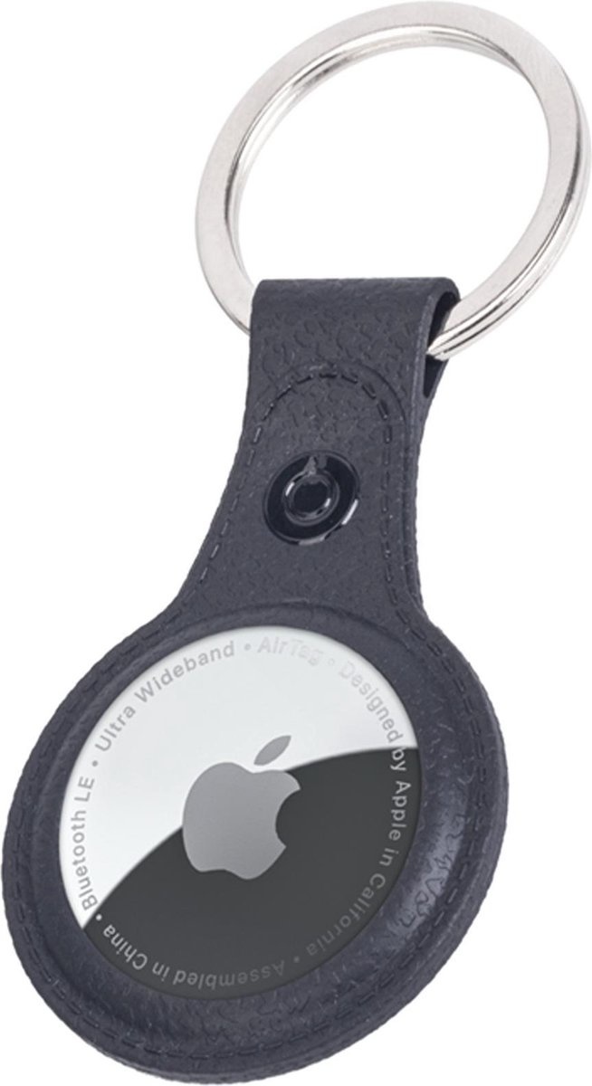 Nomfy Hoesje Geschikt voor Apple AirTag Sleutelhanger Hoes Siliconen - Leder Look Hoesje Geschikt voor Apple AirTag-Sleutelhanger Hoesje Case - Zwart