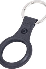 Nomfy Hoesje Geschikt voor Apple AirTag Sleutelhanger Hoes Siliconen - Leder Look Hoesje Geschikt voor Apple AirTag-Sleutelhanger Hoesje Case - Zwart
