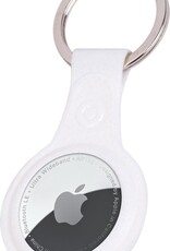 Nomfy Hoesje Geschikt voor Apple AirTag Sleutelhanger Hoes Siliconen - Leder Look Hoesje Geschikt voor Apple AirTag-Sleutelhanger Hoesje Case - Wit