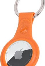Nomfy Hoesje Geschikt voor Apple AirTag Sleutelhanger Hoes Siliconen - Leder Look Hoesje Geschikt voor Apple AirTag-Sleutelhanger Hoesje Case - Oranje