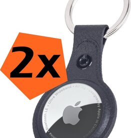 Nomfy 2 PACK - Nomfy AirTag Hoesje Leer - Zwart