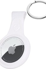Nomfy Hoesje Geschikt voor Apple AirTag Sleutelhanger Hoes Siliconen - Leder Look Hoesje Geschikt voor Apple AirTag-Sleutelhanger Hoesje Case - Wit - 2 PACK