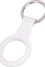 Nomfy Hoesje Geschikt voor Apple AirTag Sleutelhanger Hoes Siliconen - Leder Look Hoesje Geschikt voor Apple AirTag-Sleutelhanger Hoesje Case - Wit - 2 PACK