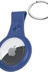 Nomfy Hoesje Geschikt voor Apple AirTag Sleutelhanger Hoes Siliconen - Leder Look Hoesje Geschikt voor Apple AirTag-Sleutelhanger Hoesje Case - Donkerblauw - 2 PACK