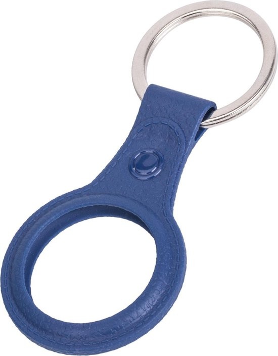 Nomfy Hoesje Geschikt voor Apple AirTag Sleutelhanger Hoes Siliconen - Leder Look Hoesje Geschikt voor Apple AirTag-Sleutelhanger Hoesje Case - Donkerblauw - 2 PACK