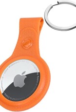 Nomfy Hoesje Geschikt voor Apple AirTag Sleutelhanger Hoes Siliconen - Leder Look Hoesje Geschikt voor Apple AirTag-Sleutelhanger Hoesje Case - Oranje - 2 PACK