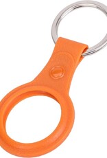 Nomfy Hoesje Geschikt voor Apple AirTag Sleutelhanger Hoes Siliconen - Leder Look Hoesje Geschikt voor Apple AirTag-Sleutelhanger Hoesje Case - Oranje - 2 PACK