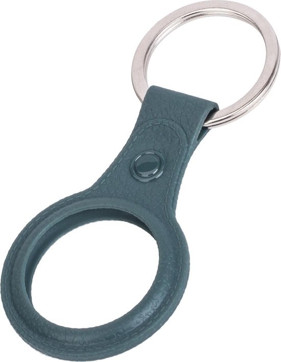 Nomfy Hoesje Geschikt voor Apple AirTag Sleutelhanger Hoes Siliconen - Leder Look Hoesje Geschikt voor Apple AirTag-Sleutelhanger Hoesje Case - Donkergroen - 2 PACK