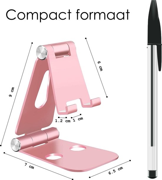 NoXx Telefoonhouder Bureau Aluminium Telefoonstandaard Houder Standaard Telefoon - Roze