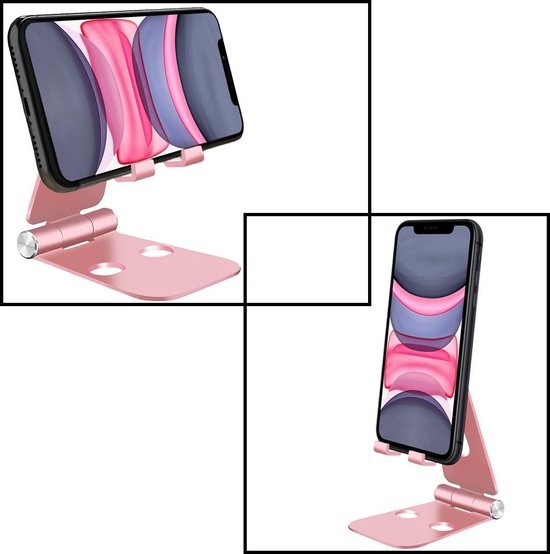 NoXx Telefoonhouder Bureau Aluminium Telefoonstandaard Houder Standaard Telefoon - Roze