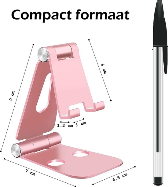 Nomfy Telefoonstandaard Bureau Roze - Telefoon Standaard Roze - Aluminium - Telefoonhouder Bureau Standaard Telefoon Houder â€‹- Roze