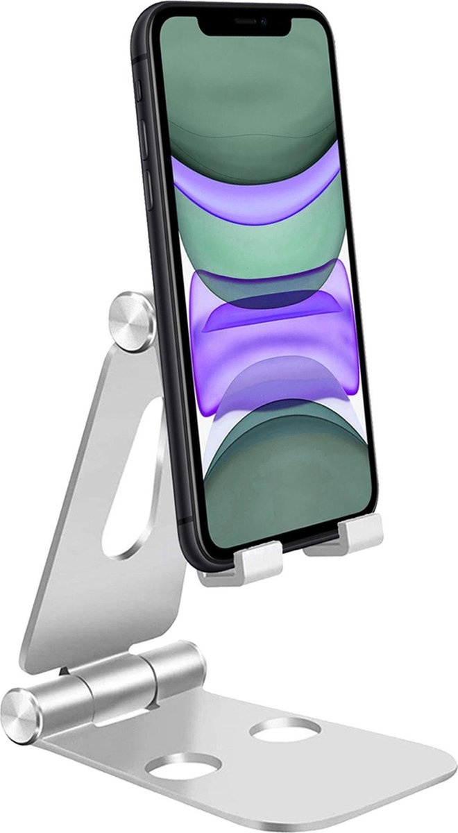 Nomfy Telefoonstandaard Bureau Zilver - Telefoon Standaard Zilver - Aluminium - Telefoonhouder Bureau Standaard Telefoon Houder - Zilver