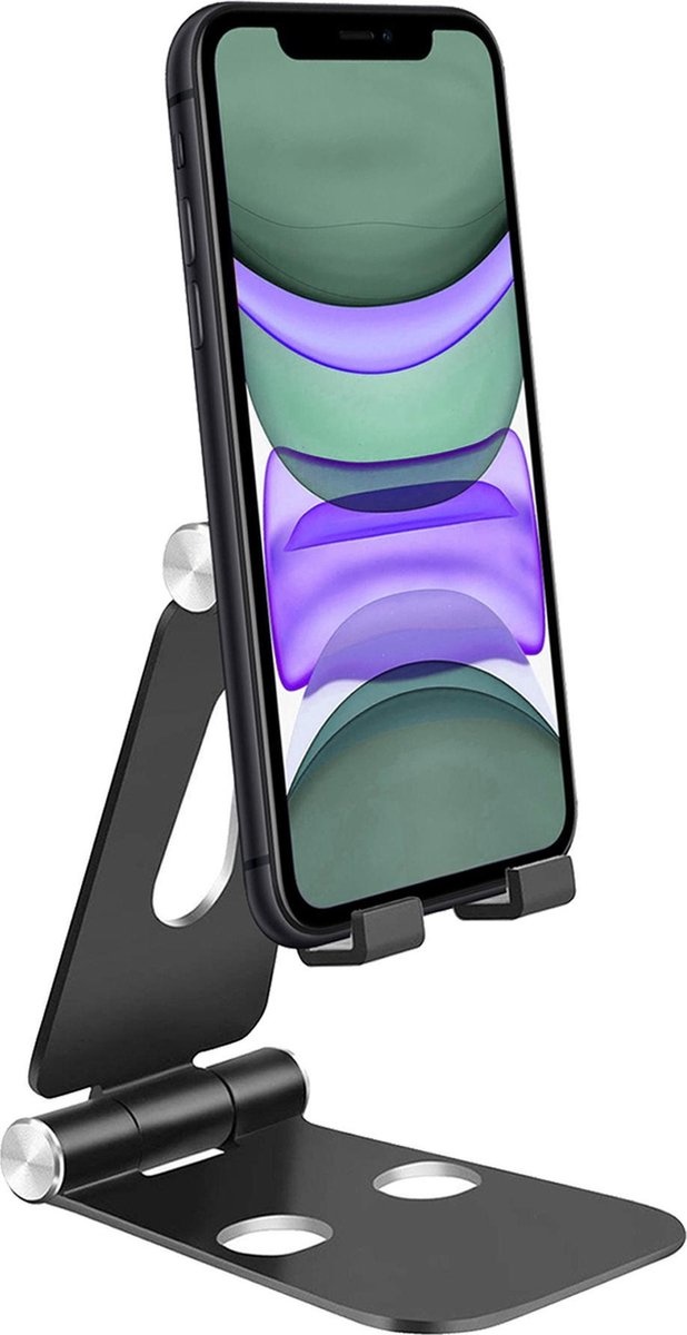 Nomfy Telefoonstandaard Bureau Zwart - Telefoon Standaard Zwart - Aluminium - Telefoonhouder Bureau Standaard Telefoon Houder â€‹- Zwart