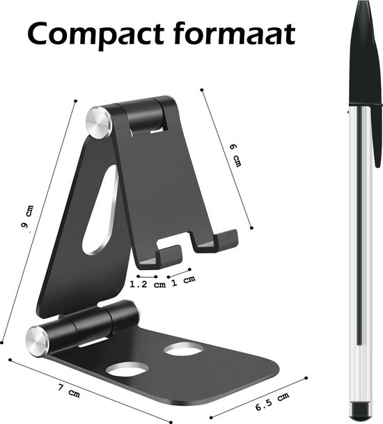 Nomfy Telefoonstandaard Bureau Zwart - Telefoon Standaard Zwart - Aluminium - Telefoonhouder Bureau Standaard Telefoon Houder â€‹- Zwart