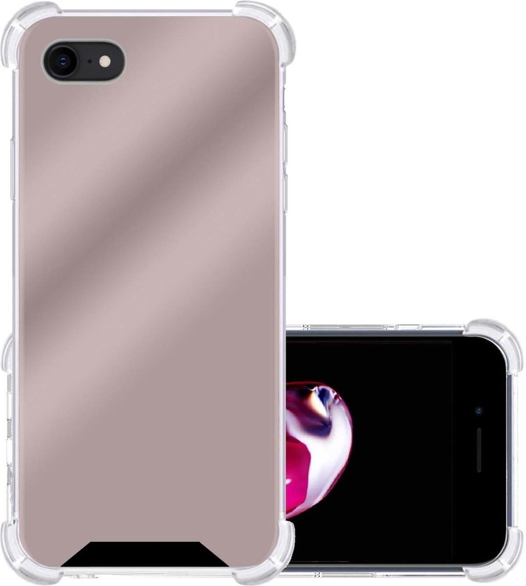 NoXx Hoes Geschikt voor iPhone 8 Hoesje Siliconen Cover Shock Proof Back Case Shockproof Hoes - Rosé goud