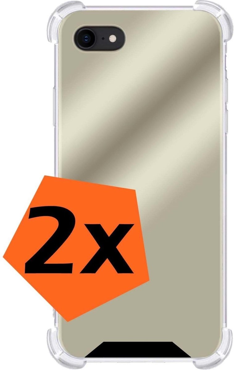 Nomfy Hoesje Geschikt voor iPhone 8 Hoesje Shock Proof Cover Case Shockproof - Hoes Geschikt voor iPhone 8 Hoes Siliconen Back Case - Goud - 2 PACK