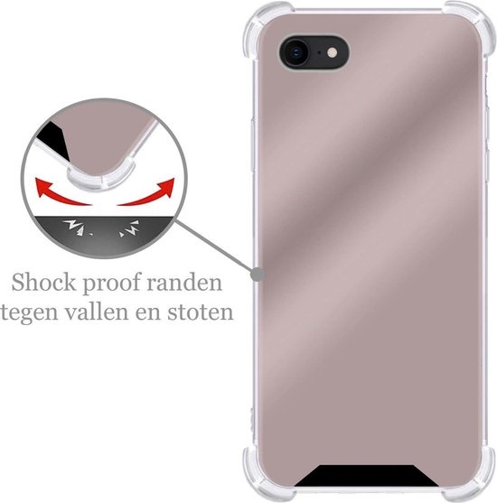 Nomfy Hoesje Geschikt voor iPhone 8 Hoesje Shock Proof Cover Case Shockproof - Hoes Geschikt voor iPhone 8 Hoes Siliconen Back Case - Rosé goud - 2 PACK