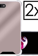 NoXx Hoes Geschikt voor iPhone SE 2020 Hoesje Siliconen Cover Shock Proof Back Case Shockproof Hoes - Rosé goud - 2x