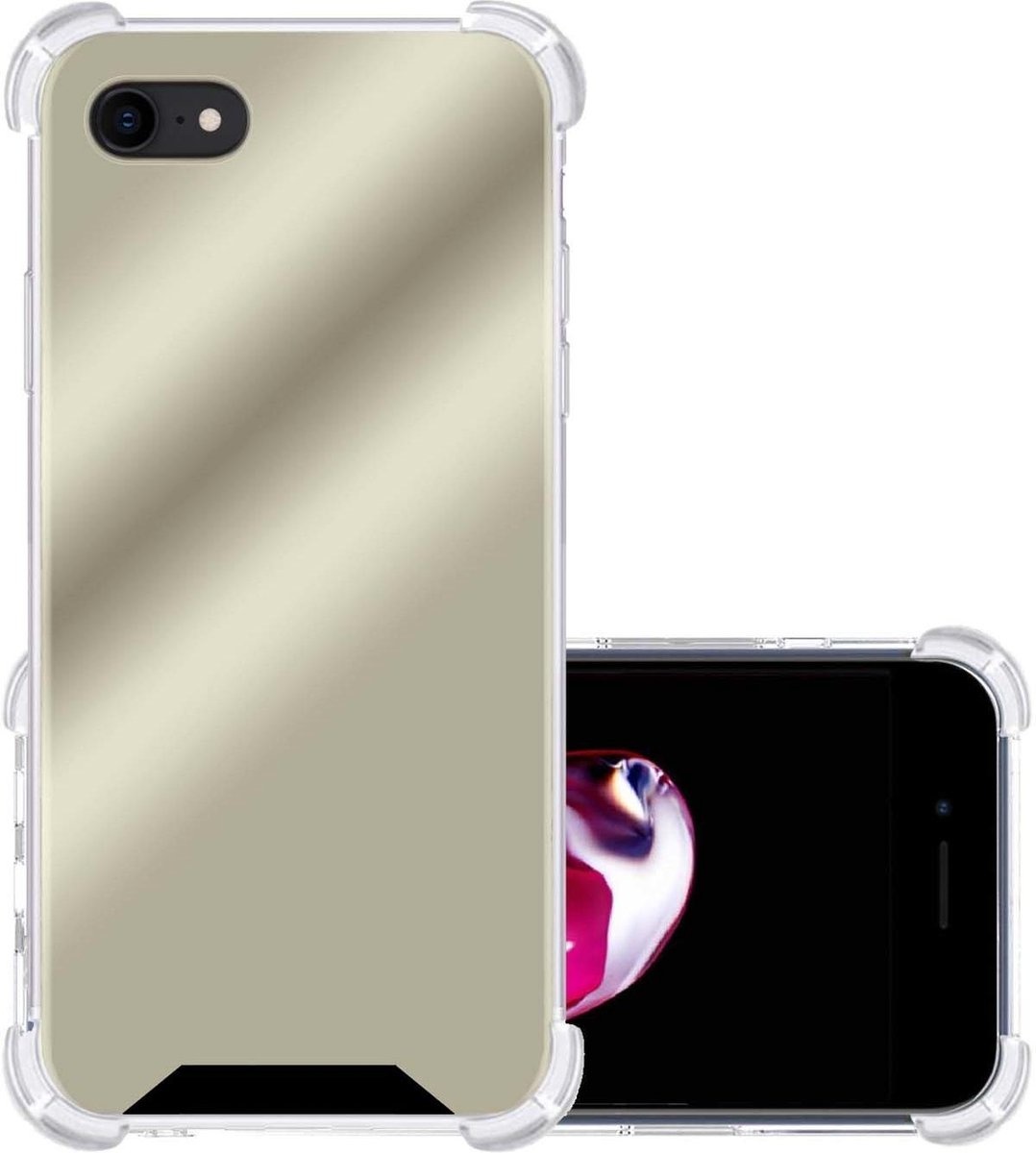 NoXx Hoes Geschikt voor iPhone SE 2020 Hoesje Siliconen Cover Shock Proof Back Case Shockproof Hoes - Goud
