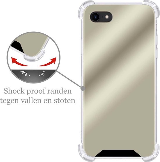 Nomfy Hoesje Geschikt voor iPhone SE 2020 Hoesje Shock Proof Cover Case Shockproof - Hoes Geschikt voor iPhone SE (2020) Hoes Siliconen Back Case - Goud - 2 PACK