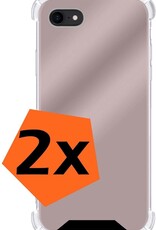 Nomfy Hoesje Geschikt voor iPhone SE 2020 Hoesje Shock Proof Cover Case Shockproof - Hoes Geschikt voor iPhone SE (2020) Hoes Siliconen Back Case - Rosé goud - 2 PACK