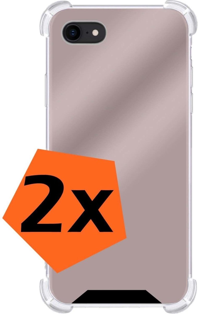 Nomfy Hoesje Geschikt voor iPhone SE 2020 Hoesje Shock Proof Cover Case Shockproof - Hoes Geschikt voor iPhone SE (2020) Hoes Siliconen Back Case - Rosé goud - 2 PACK