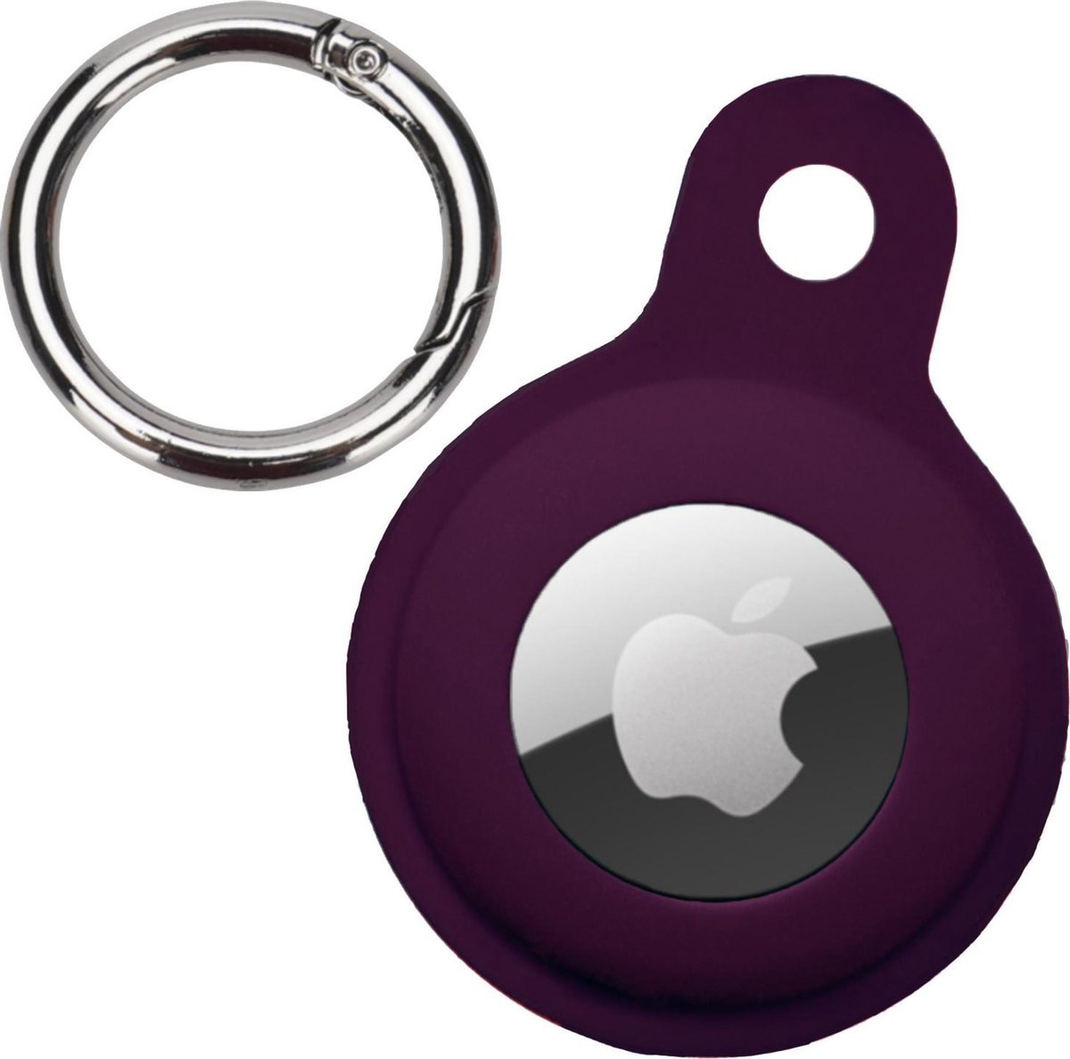 NoXx Hoesje Geschikt voor Apple AirTag-Sleutelhanger Houder Siliconen Hoes - Hoes Geschikt voor Apple AirTag Hoesje - Paars