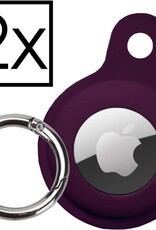NoXx Hoesje Geschikt voor Apple AirTag-Sleutelhanger Houder Siliconen Hoes - Hoes Geschikt voor Apple AirTag Hoesje - Paars - 2x