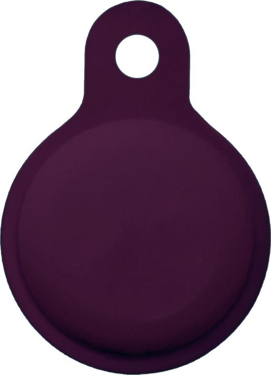 Nomfy Hoesje Geschikt voor Apple AirTag Sleutelhanger Hoes Siliconen Hoesje - Siliconen Hoesje Geschikt voor Apple AirTag-Sleutelhanger Hoesje - Aubergine