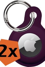 Nomfy Hoesje Geschikt voor Apple AirTag Sleutelhanger Hoes Siliconen Hoesje - Siliconen Hoesje Geschikt voor Apple AirTag-Sleutelhanger Hoesje - Aubergine - 2 PACK