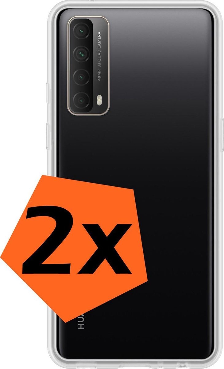 Nomfy Hoesje Geschikt voor Huawei P smart 2021 Hoesje Siliconen Cover Case - Hoes Geschikt voor Huawei P smart 2021 Hoes Back Case - 2-PACK - Transparant