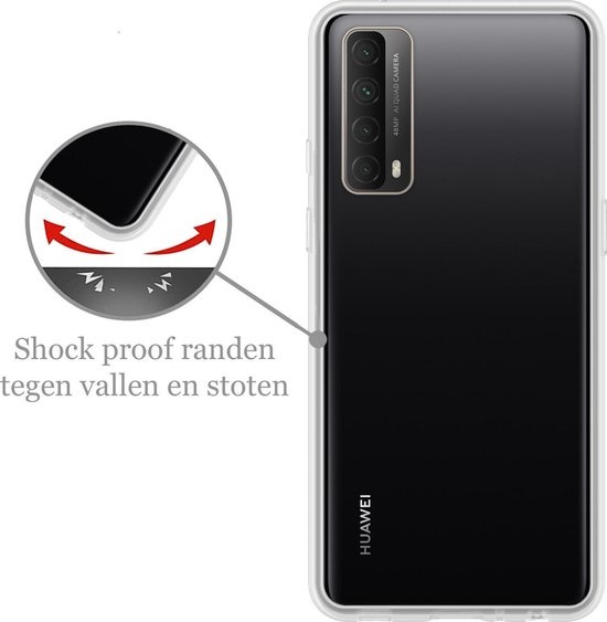 Nomfy Hoesje Geschikt voor Huawei P smart 2021 Hoesje Siliconen Cover Case - Hoes Geschikt voor Huawei P smart 2021 Hoes Back Case - 2-PACK - Transparant