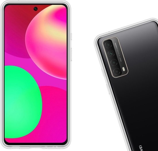 Nomfy Hoesje Geschikt voor Huawei P smart 2021 Hoesje Siliconen Cover Case - Hoes Geschikt voor Huawei P smart 2021 Hoes Back Case - 2-PACK - Transparant