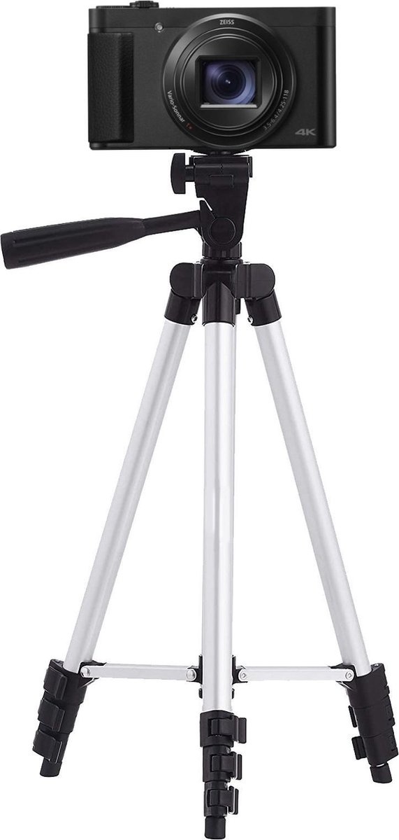NoXx Statief Voor Camera en Smartphone Tripod Aluminium Camera Statief Smartphone Zilver