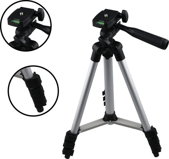 NoXx Statief Voor Camera en Smartphone Tripod Aluminium Camera Statief Smartphone Zilver