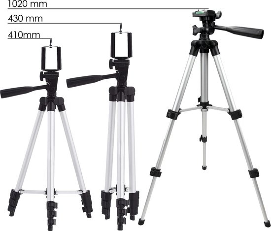 Nomfy Tripod Smartphone Statief Camera Statief - Tripod Statief voor Smartphone en Camera - Statief Smartphone Statief Camera Zilver