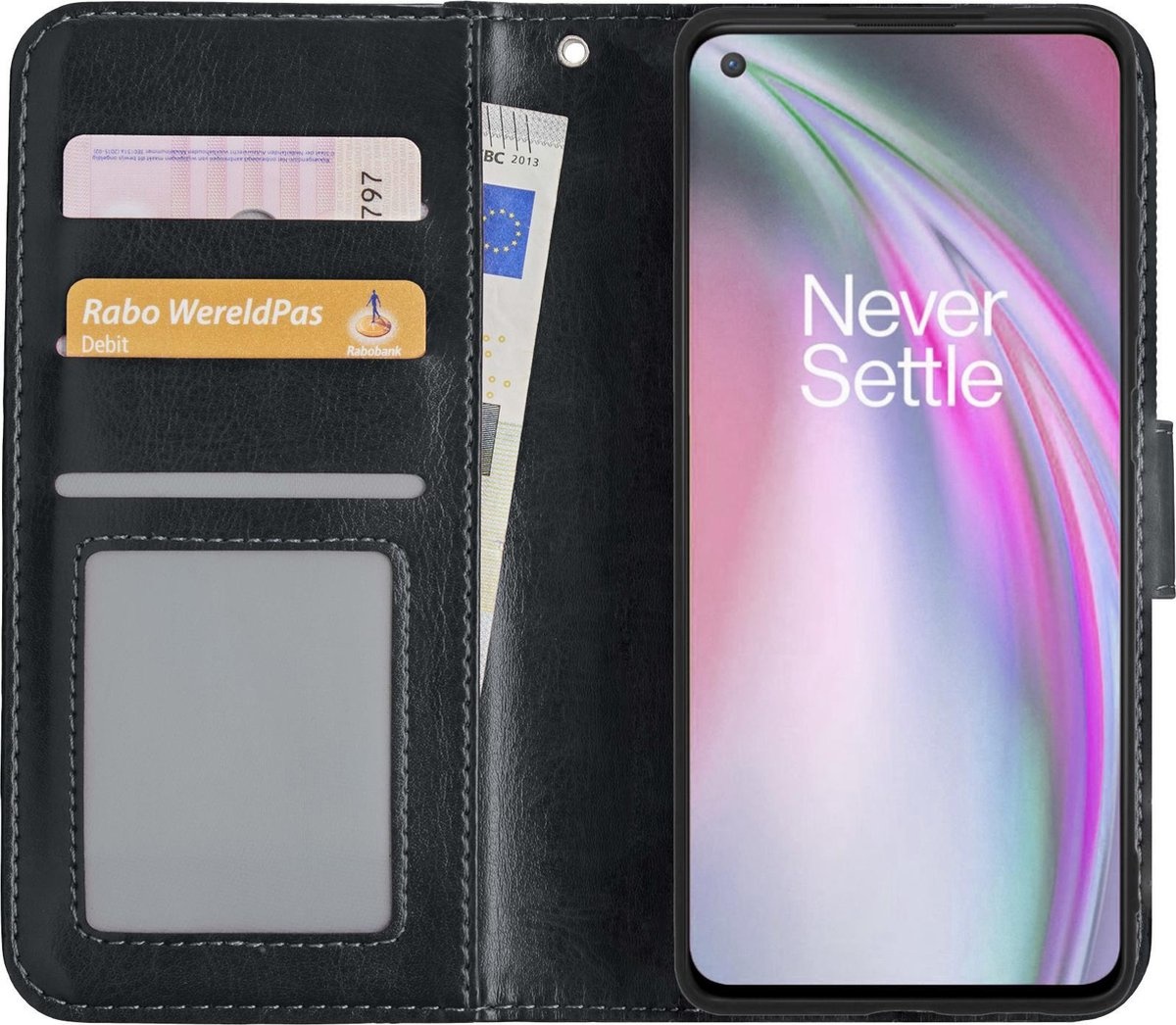 NoXx Hoes Geschikt voor OnePlus Nord CE Hoesje Book Case Hoes Flip Cover Wallet Bookcase - Zwart