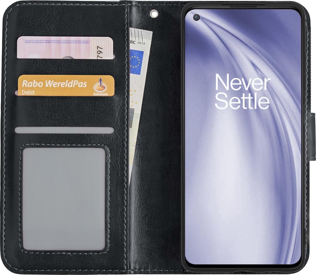 Nomfy Hoesje Geschikt voor OnePlus Nord CE Hoes Bookcase Flipcase Book Cover - Hoes Geschikt voor OnePlus Nord CE Hoesje Book Case - Zwart