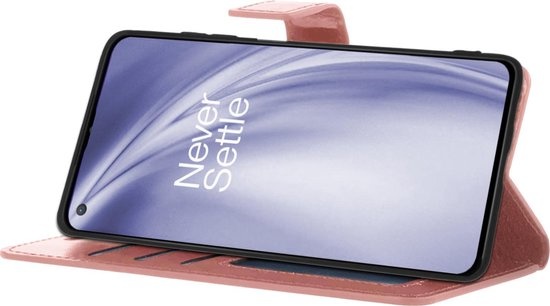 Nomfy Hoesje Geschikt voor OnePlus Nord CE Hoes Bookcase Flipcase Book Cover - Hoes Geschikt voor OnePlus Nord CE Hoesje Book Case - Rosé goud