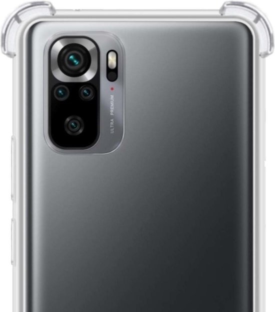 NoXx Hoes Geschikt voor Redmi Note 10S Hoesje Siliconen Cover Shock Proof Back Case Shockproof Hoes - Transparant
