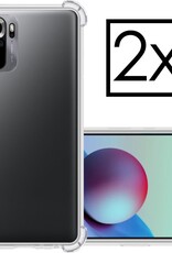 NoXx Hoes Geschikt voor Redmi Note 10S Hoesje Siliconen Cover Shock Proof Back Case Shockproof Hoes - Transparant - 2x