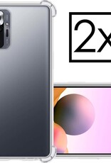 NoXx Hoes Geschikt voor Xiaomi Redmi Note 10 Pro Hoesje Siliconen Cover Shock Proof Back Case Shockproof Hoes - Transparant - 2x