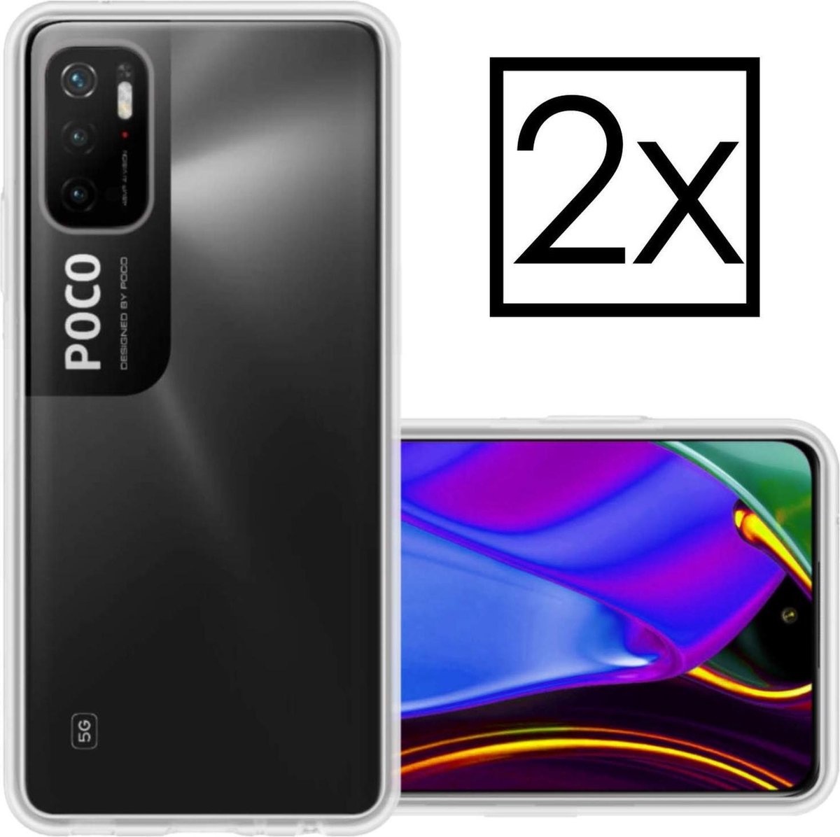 NoXx Xiaomi Poco M3 Pro Hoesje Transparant Cover Silicone Case Hoes - 2 Stuks