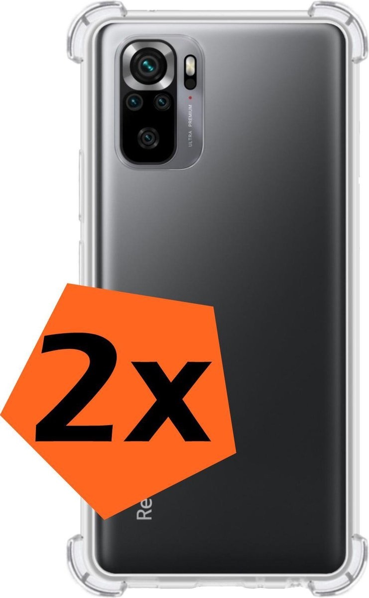Nomfy Hoesje Geschikt voor Redmi Note 10S Hoesje Shock Proof Cover Case Shockproof - Hoes Geschikt voor Redmi Note 10S Hoes Siliconen Back Case - Transparant - 2 PACK