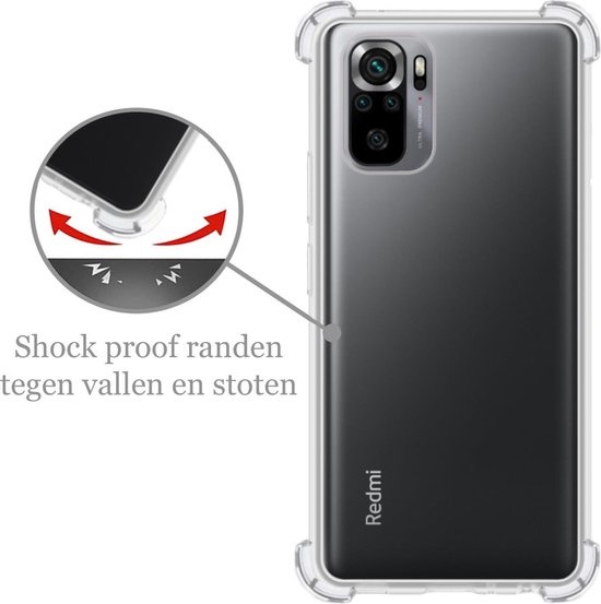 Nomfy Hoesje Geschikt voor Redmi Note 10S Hoesje Shock Proof Cover Case Shockproof - Hoes Geschikt voor Redmi Note 10S Hoes Siliconen Back Case - Transparant - 2 PACK