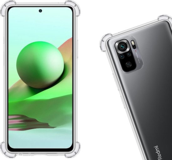 Nomfy Hoesje Geschikt voor Redmi Note 10S Hoesje Shock Proof Cover Case Shockproof - Hoes Geschikt voor Redmi Note 10S Hoes Siliconen Back Case - Transparant - 2 PACK