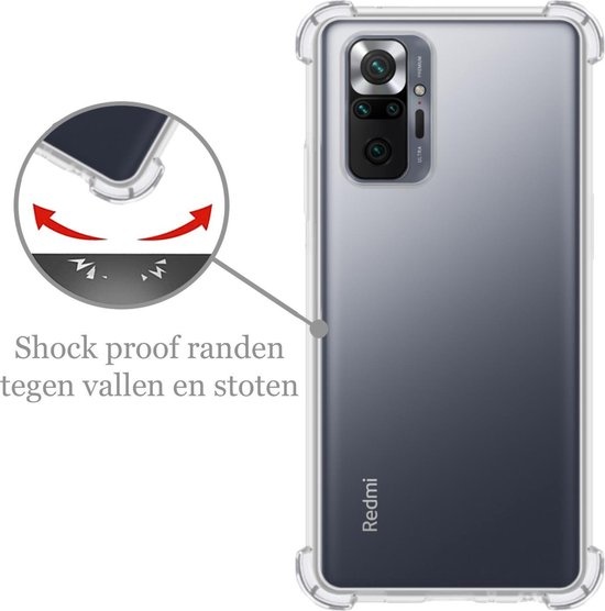 Nomfy Hoesje Geschikt voor Xiaomi Redmi Note 10 Pro Hoesje Shock Proof Cover Case Shockproof - Hoes Geschikt voor Xiaomi Redmi Note 10 Pro Hoes Siliconen Back Case - Transparant